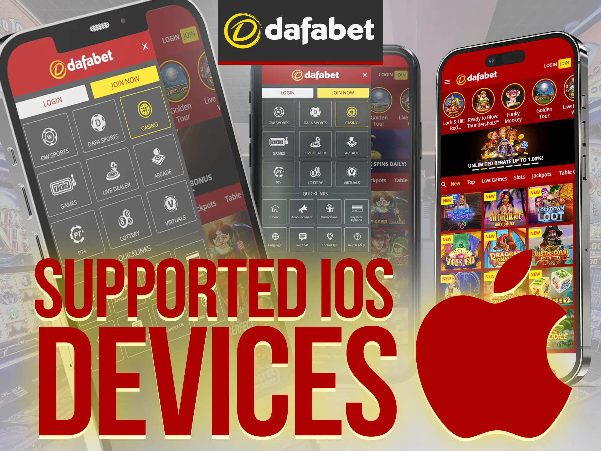 Dafabet app is compatible with the most of iOS mobile devices.