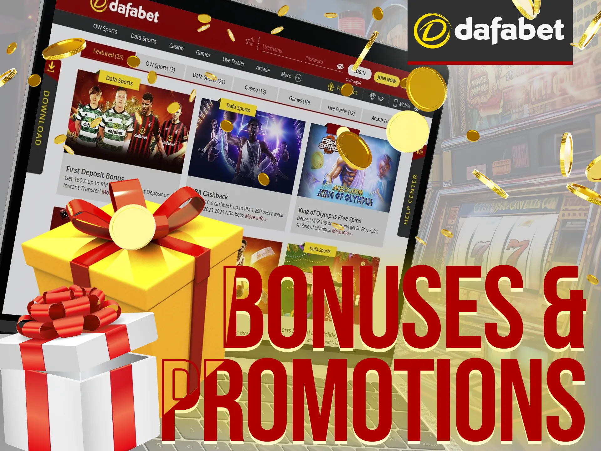 Explore diverse bonuses at Dafabet: 160% up to INR 16,000 for sports, freebets, cashback, and more.