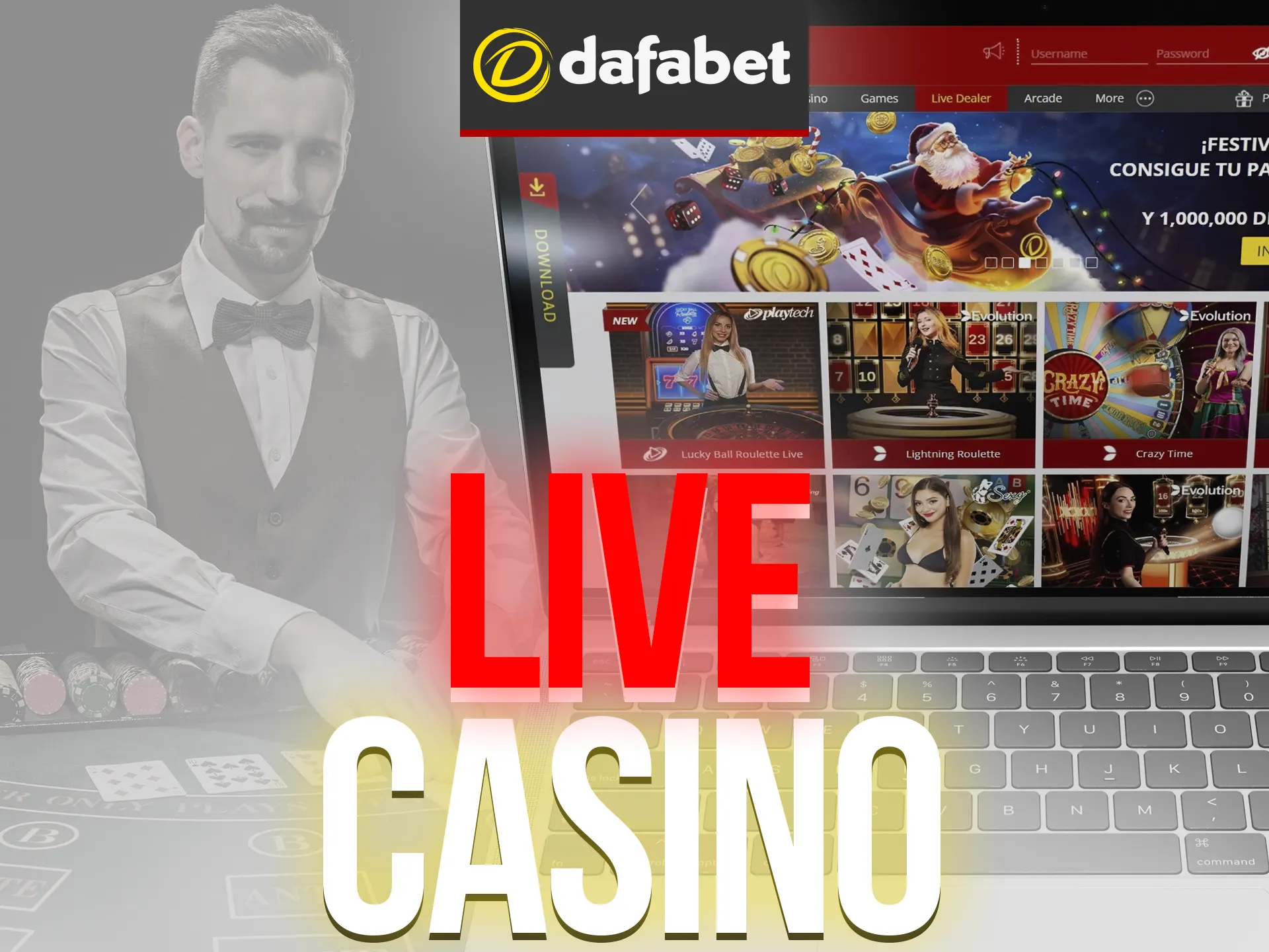 Bet on live dealer games like Baccarat, Roulette, Sic bo, Poker, Blackjack.
