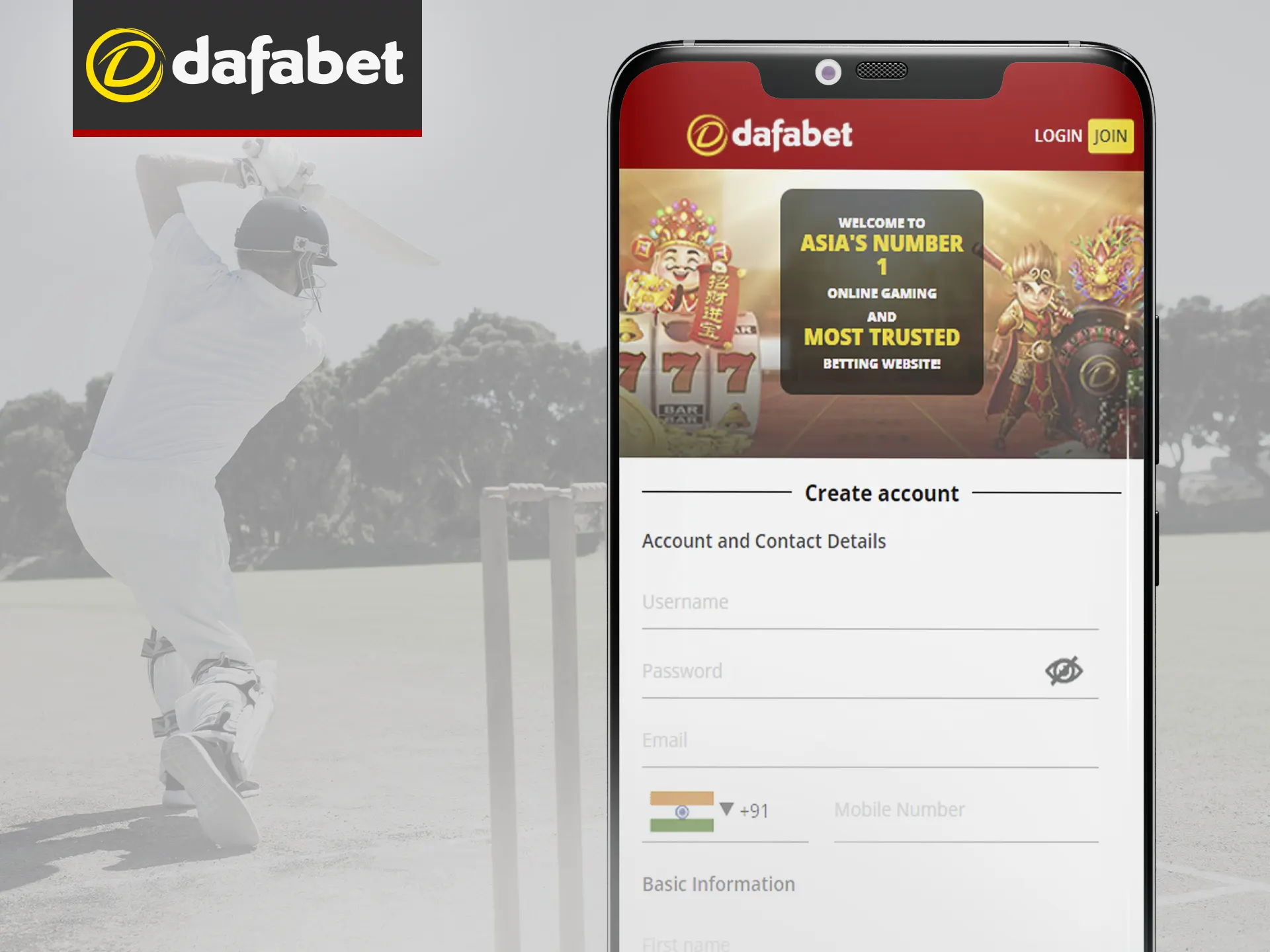 Check the steps how to register at Dafabet.
