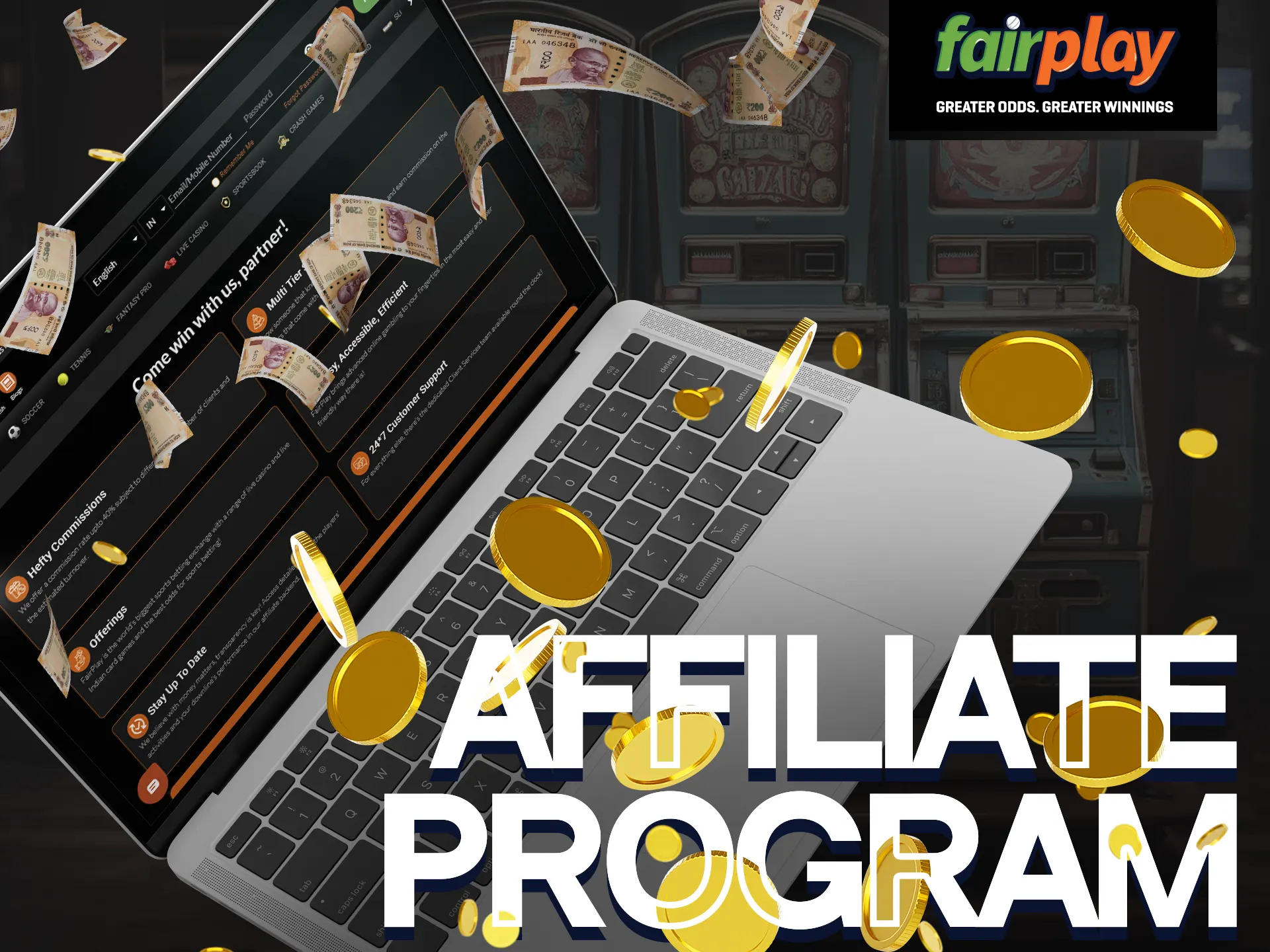 Become a Fairplay Casino affiliate, earn up to 40% commission based on performance.