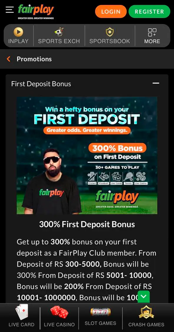Promotions and bonuses from bookmaker FairPlay.