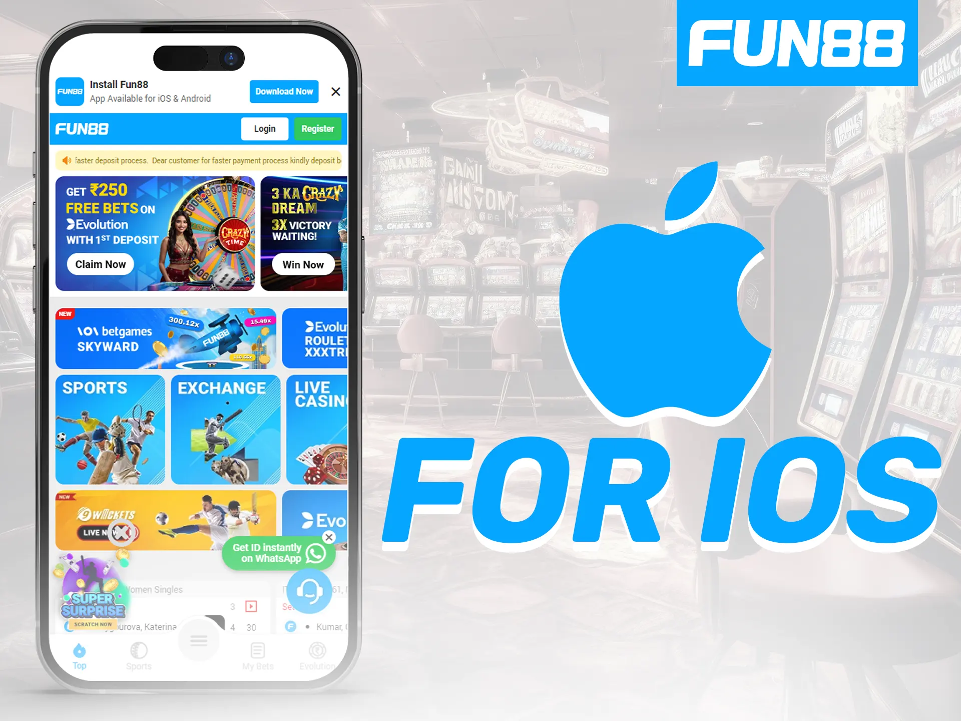 iOS users can freely download the Fun88 app from the official website.