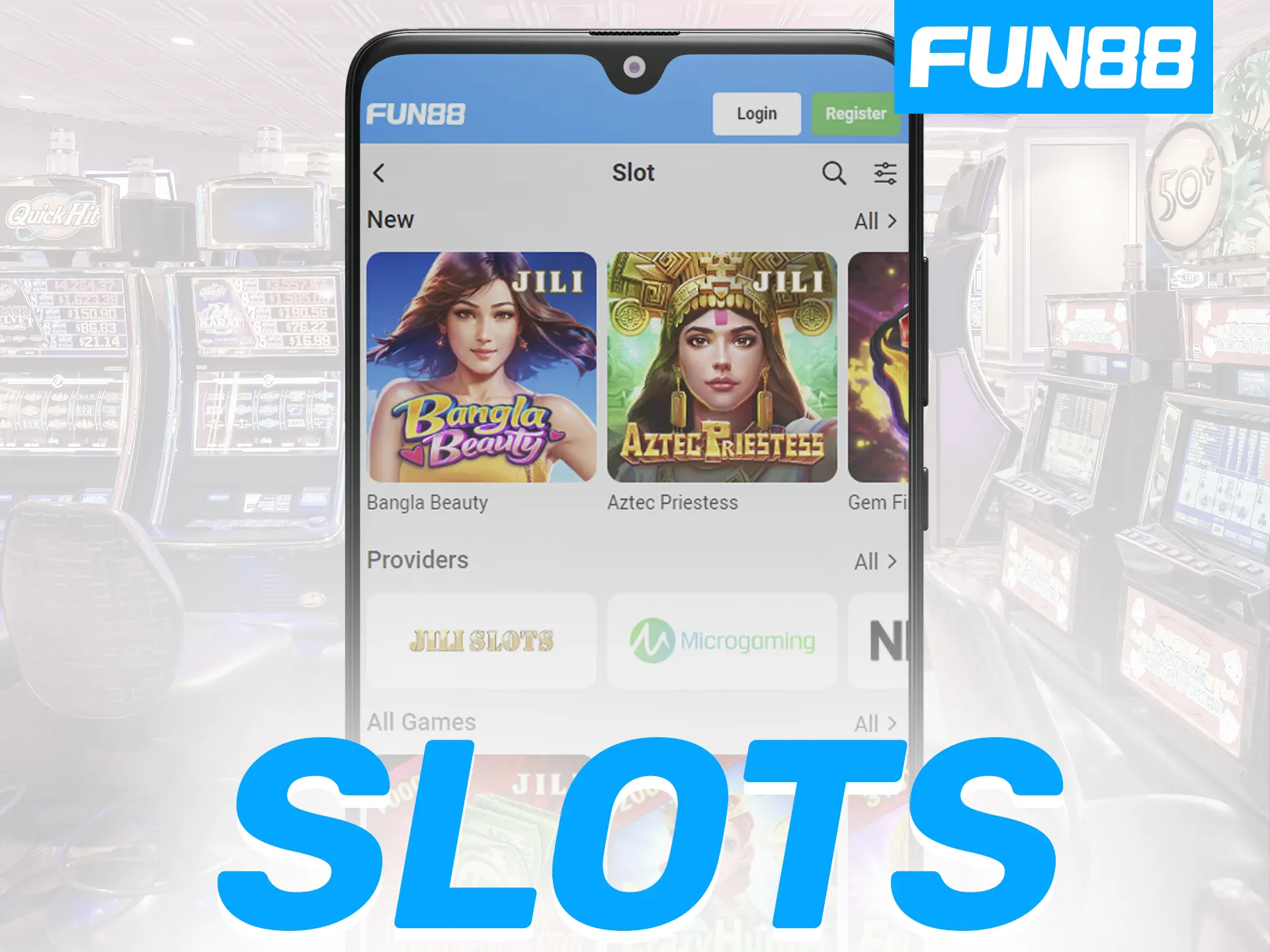 Fun88 app offers a big numbers of slots from different providers.