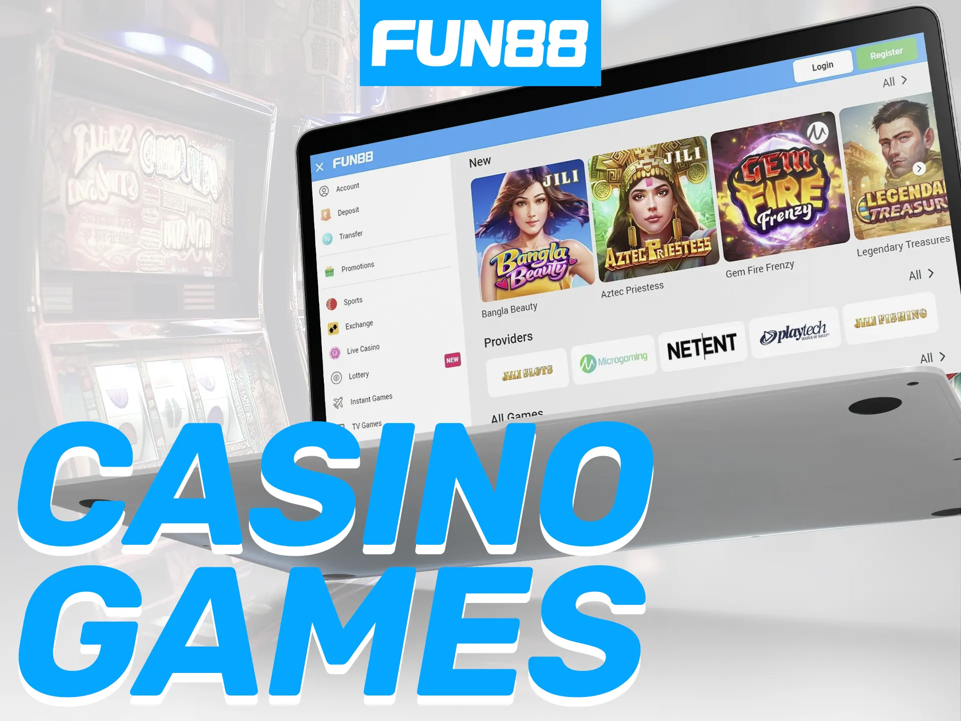 Fun88 offers diverse slots, jackpots, popular titles, and card games in its extensive catalog.