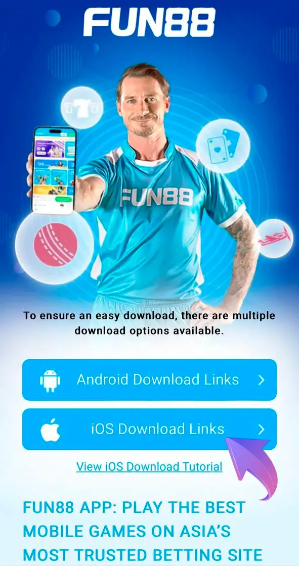 Go to the Fun88 app download page.