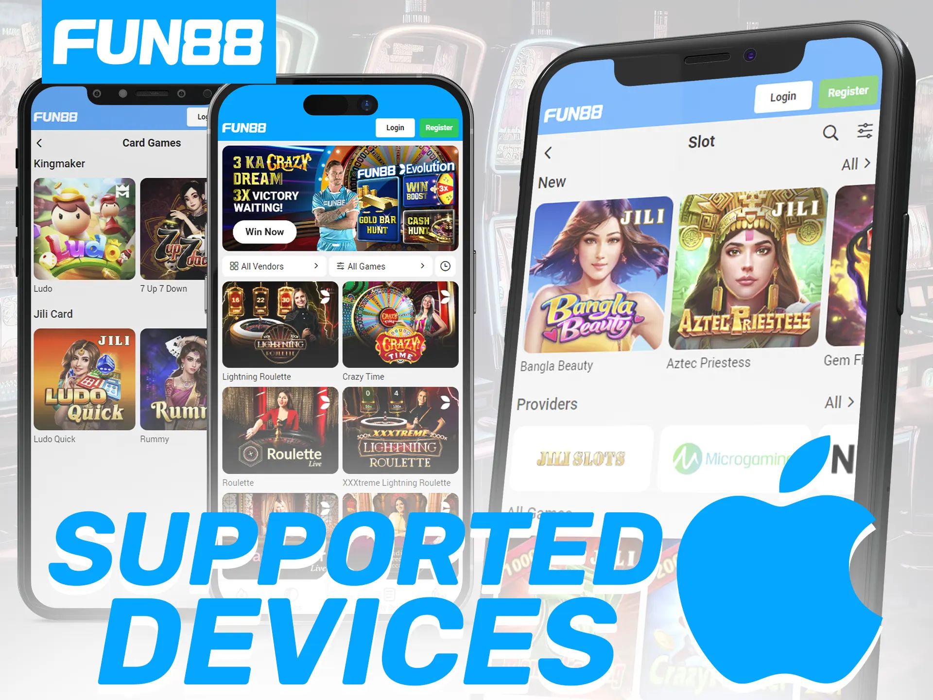 The Fun88 app is supporting most of the Apple mobile devices.