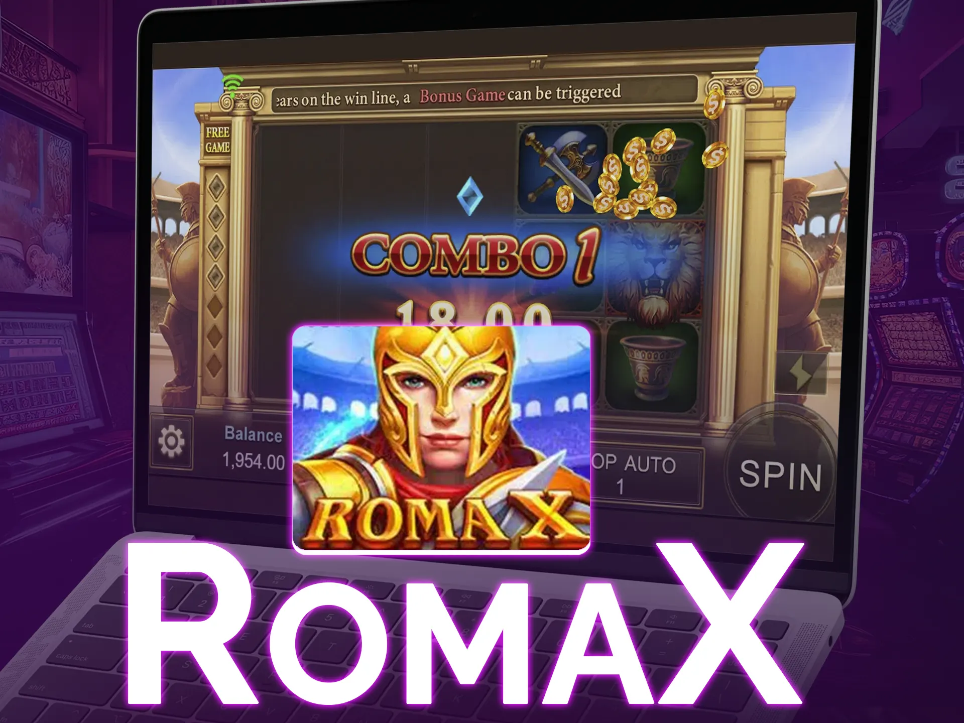Romax it`s an ancient Rome-themed slot, 97% RTP, low volatility, 5 reels.