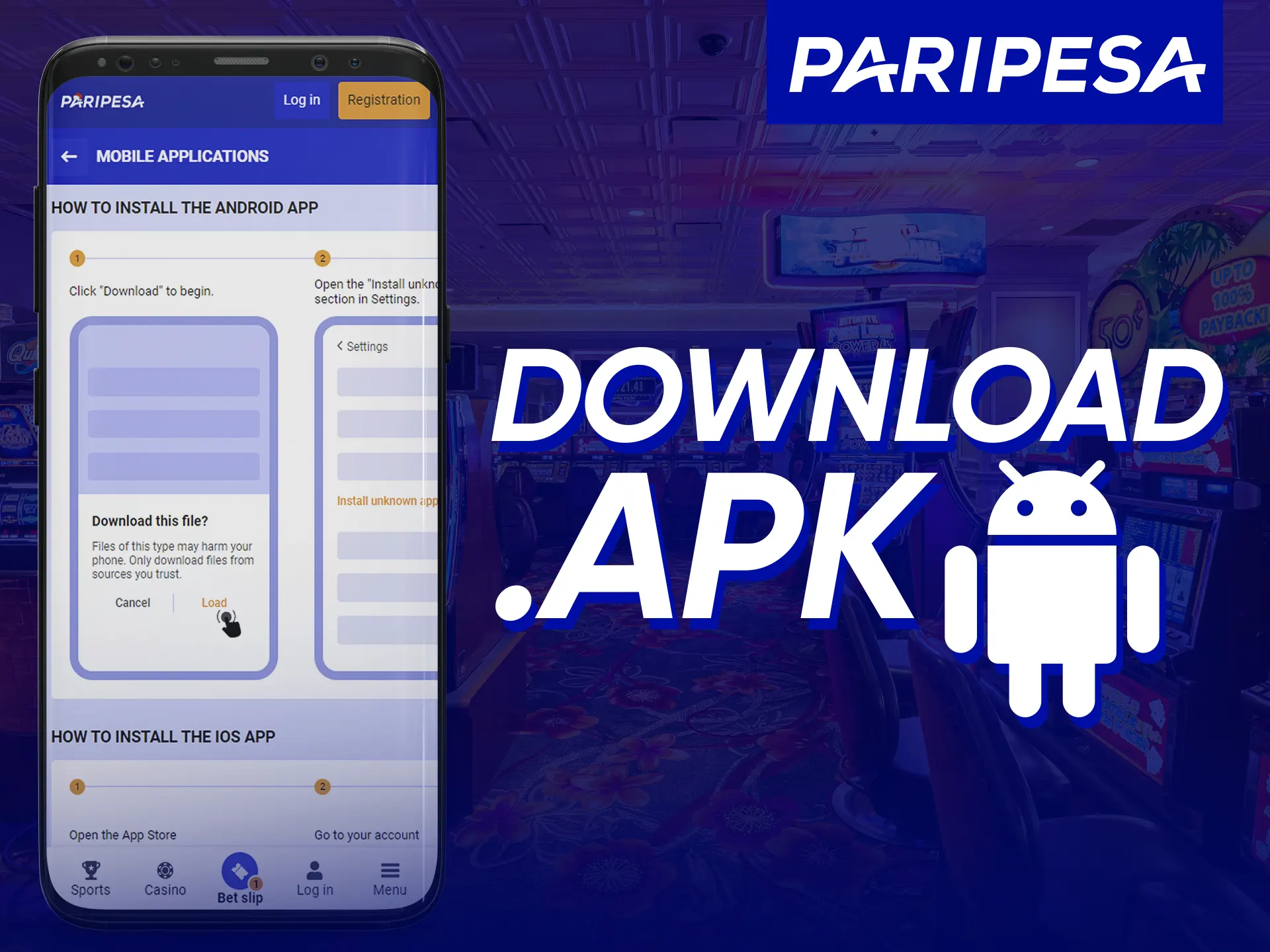 Download Paripesa APK, install, open, login or create account.