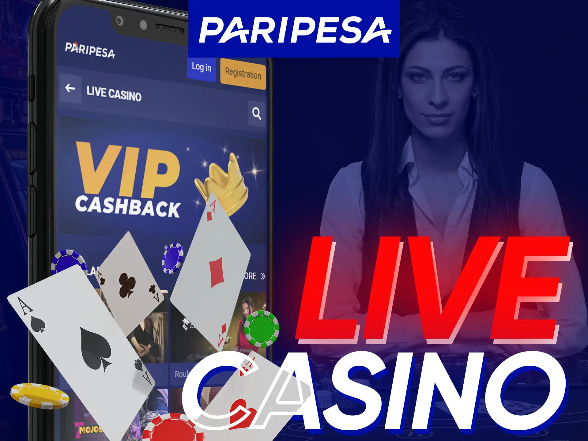 Enjoy the most popular live dealer games with Live Casino section at Paripesa.