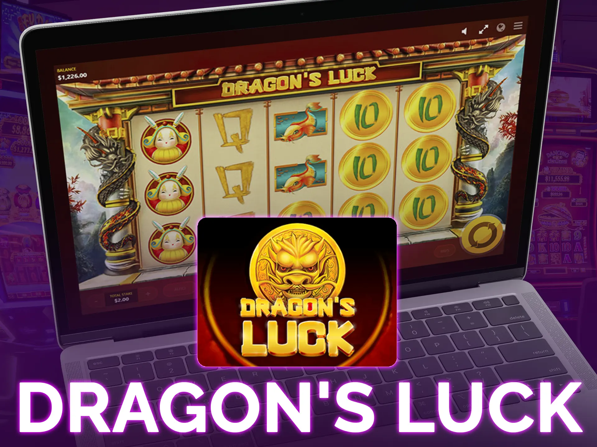 Dragon`s luck it`s a mystical slot with oriental design: 10 lines, low volatility, x1380 max winnings.