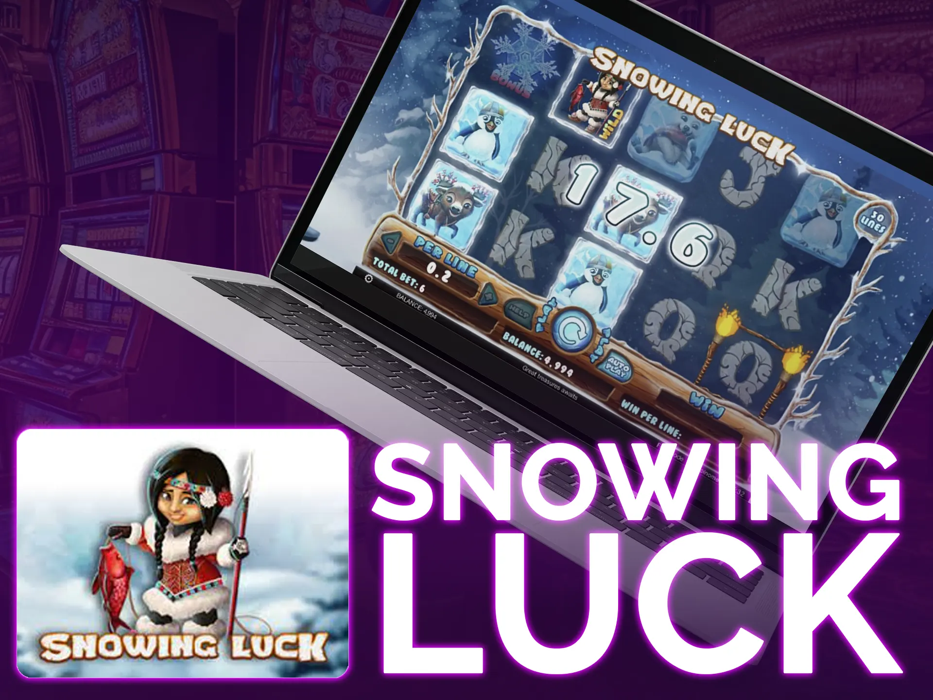Snowing luck it`s a winter-themed slot: Snowman brings 10 free spins, 94.75% payout ratio.