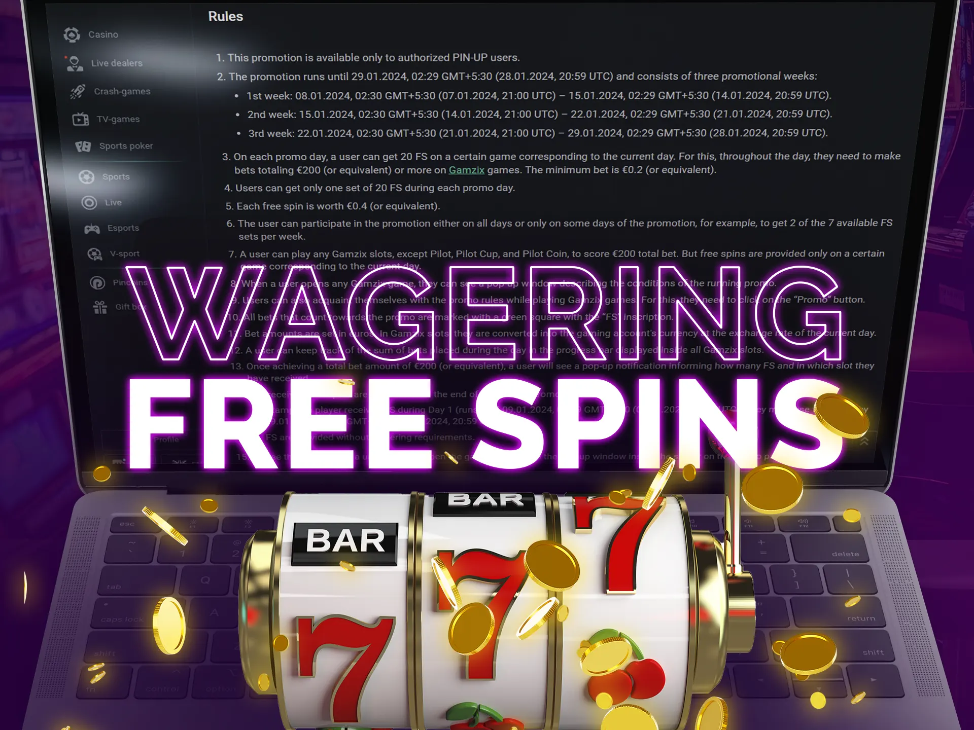 Wagering free spins involves betting on winnings, not the deposit.