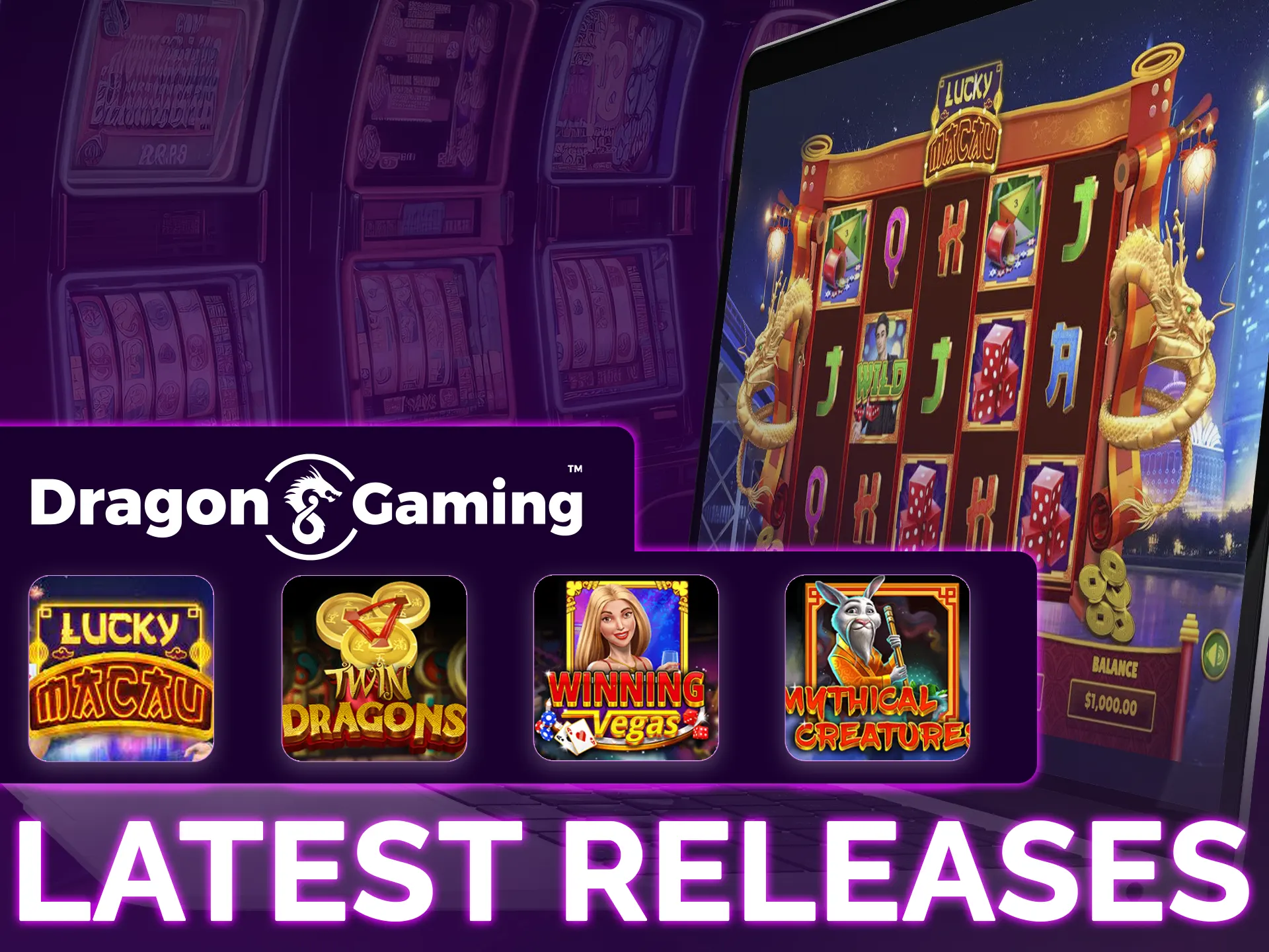 Explore Dragon Gaming's latest releases with diverse themes and features.
