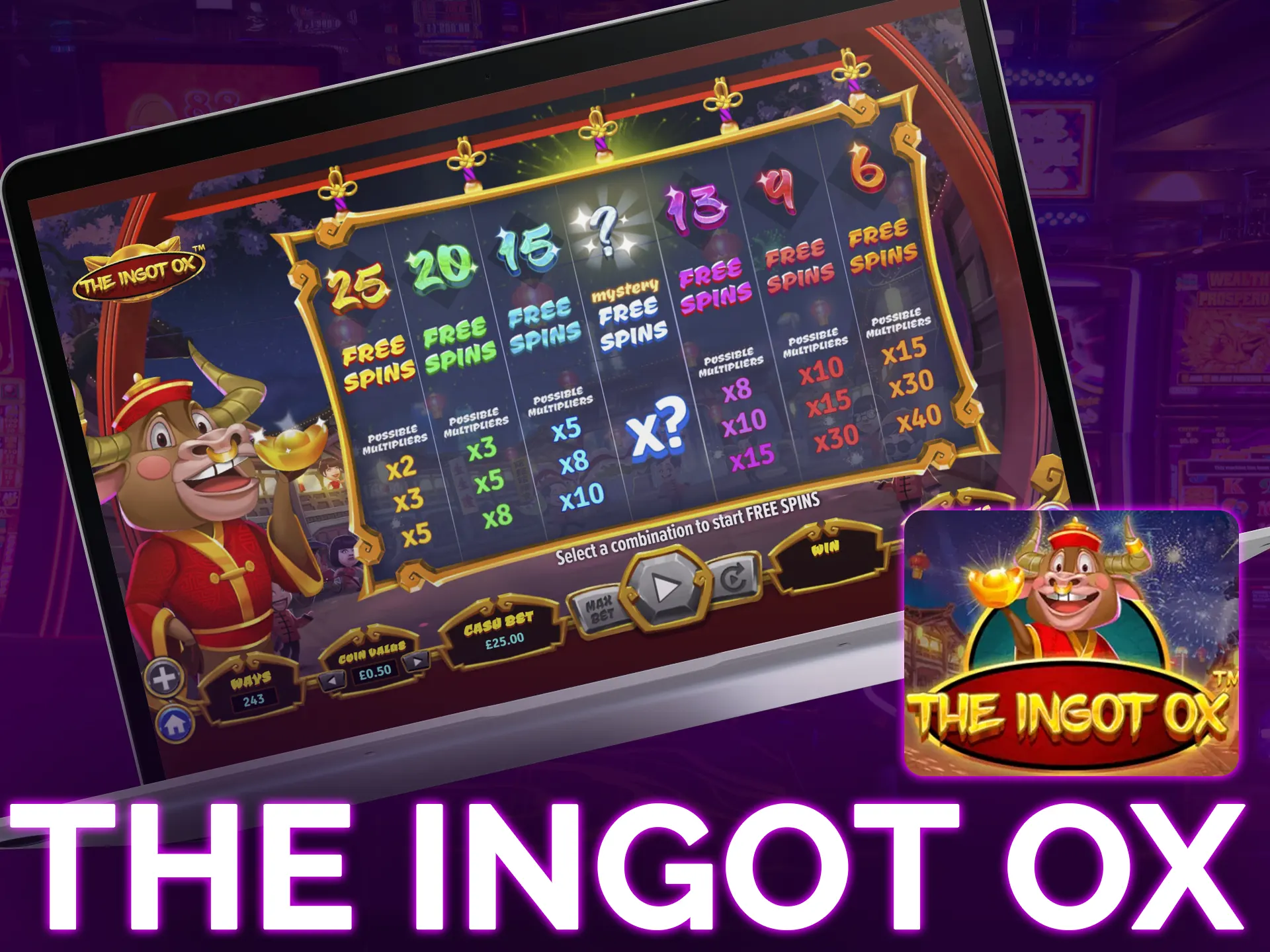 Experience Dragon Gaming's Ingot Ox, a high-volatility Chinese slot.