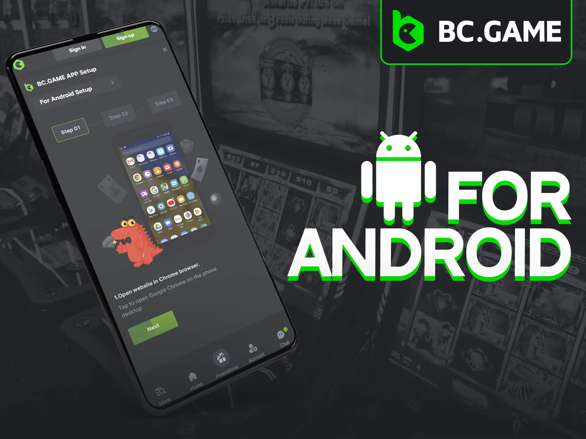 BC Game's Android app offers mobile gaming convenience.