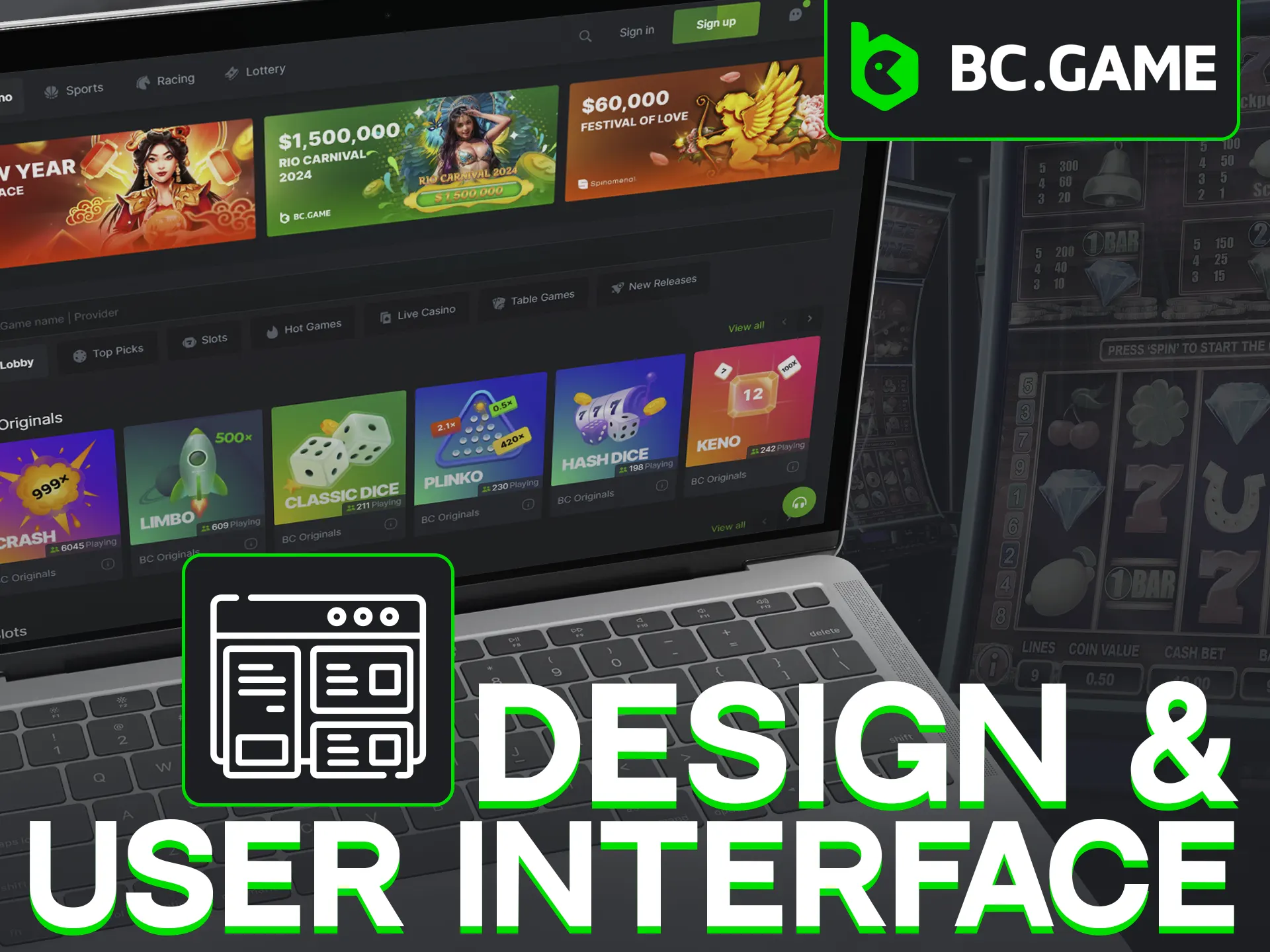 BC Game Casino offers an attractive design and user-friendly interface.