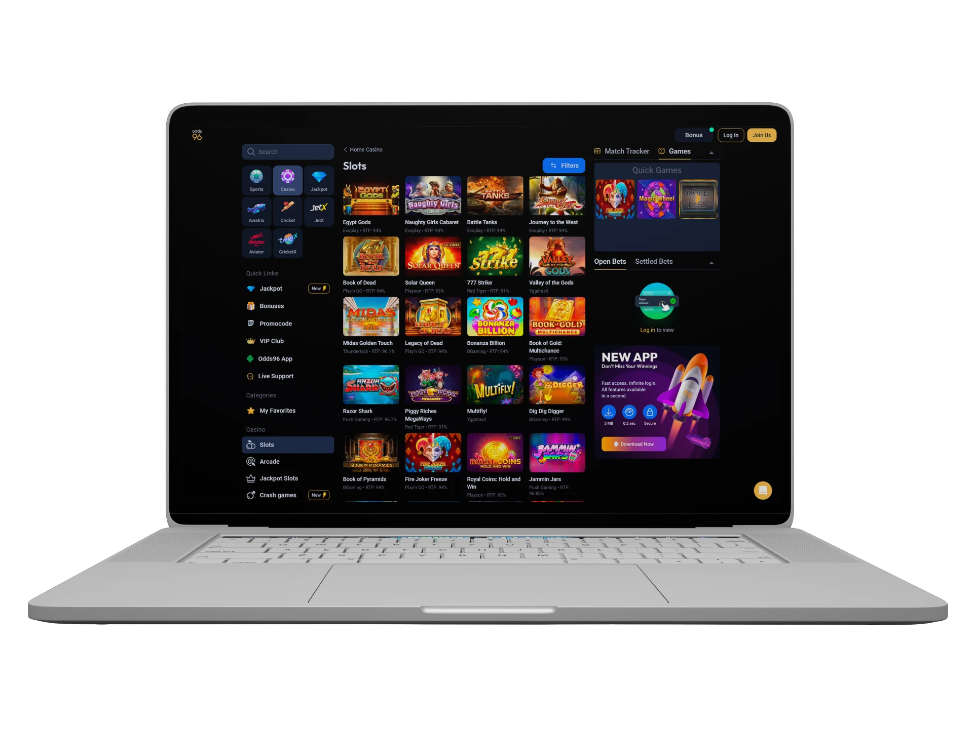 Odds96 Casino offers its users many different slots.