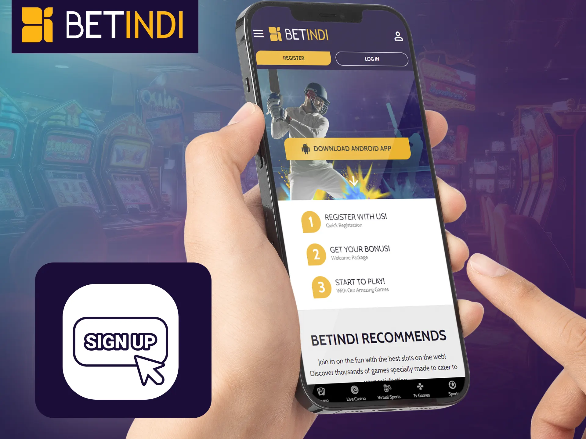 Sign up on Betindi app for exclusive benefits.