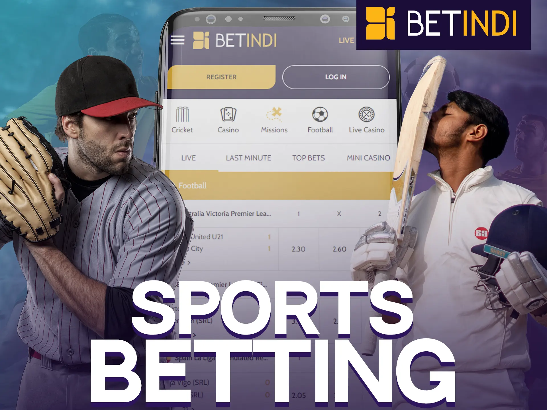 Bet on sports with Betindi app.