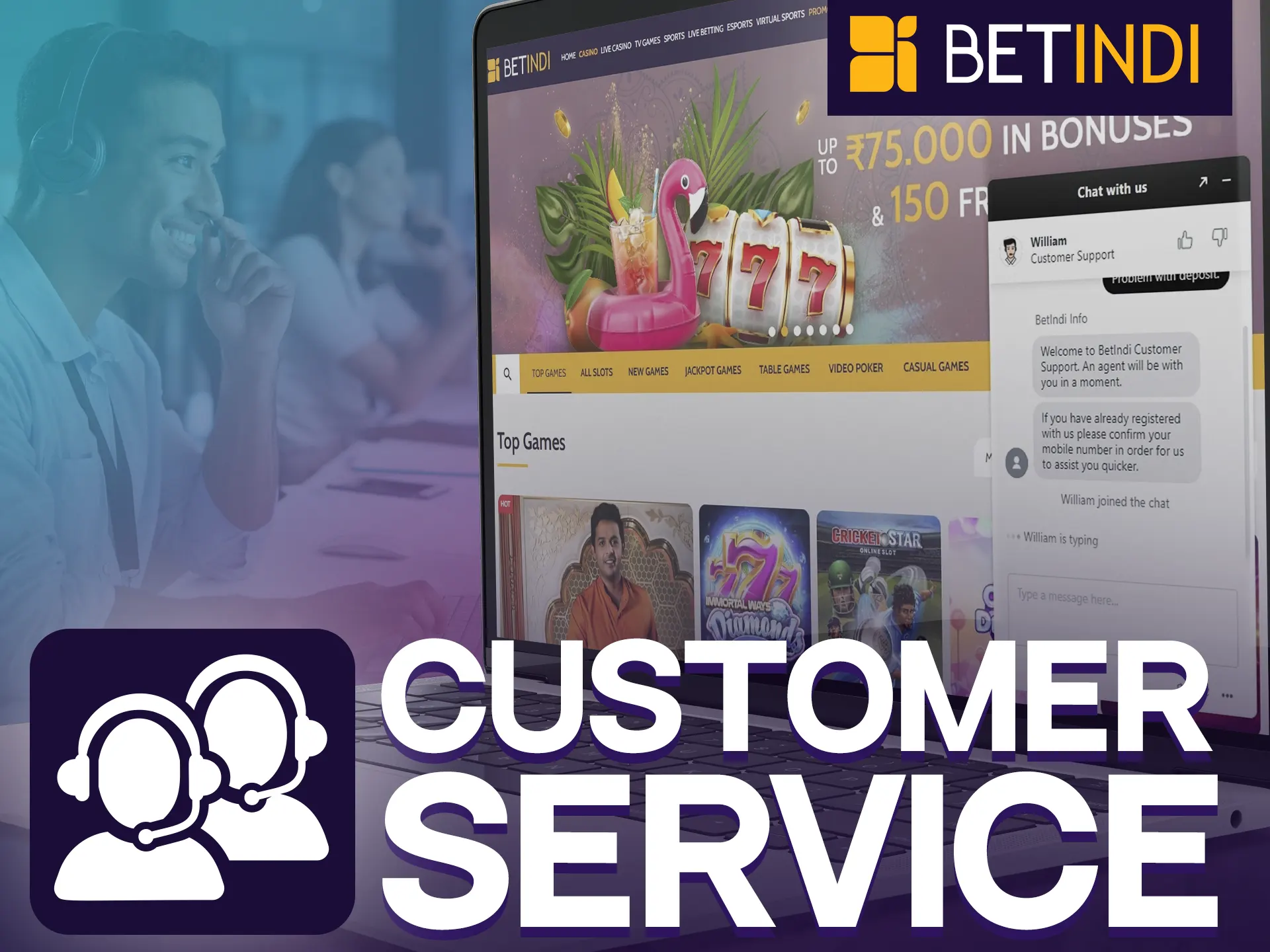 Betindi's customer service is available 24/7.