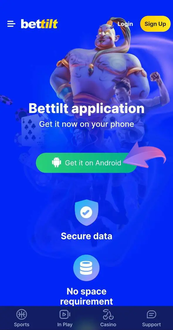 Go to the download section of the Bettilt app and start the installation.