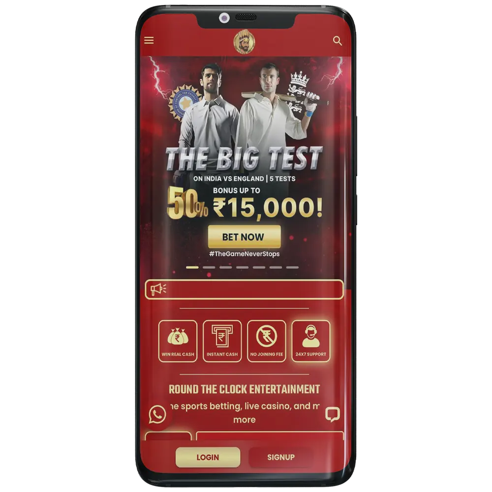 Bet and play on the Khelraja App using your mobile device.