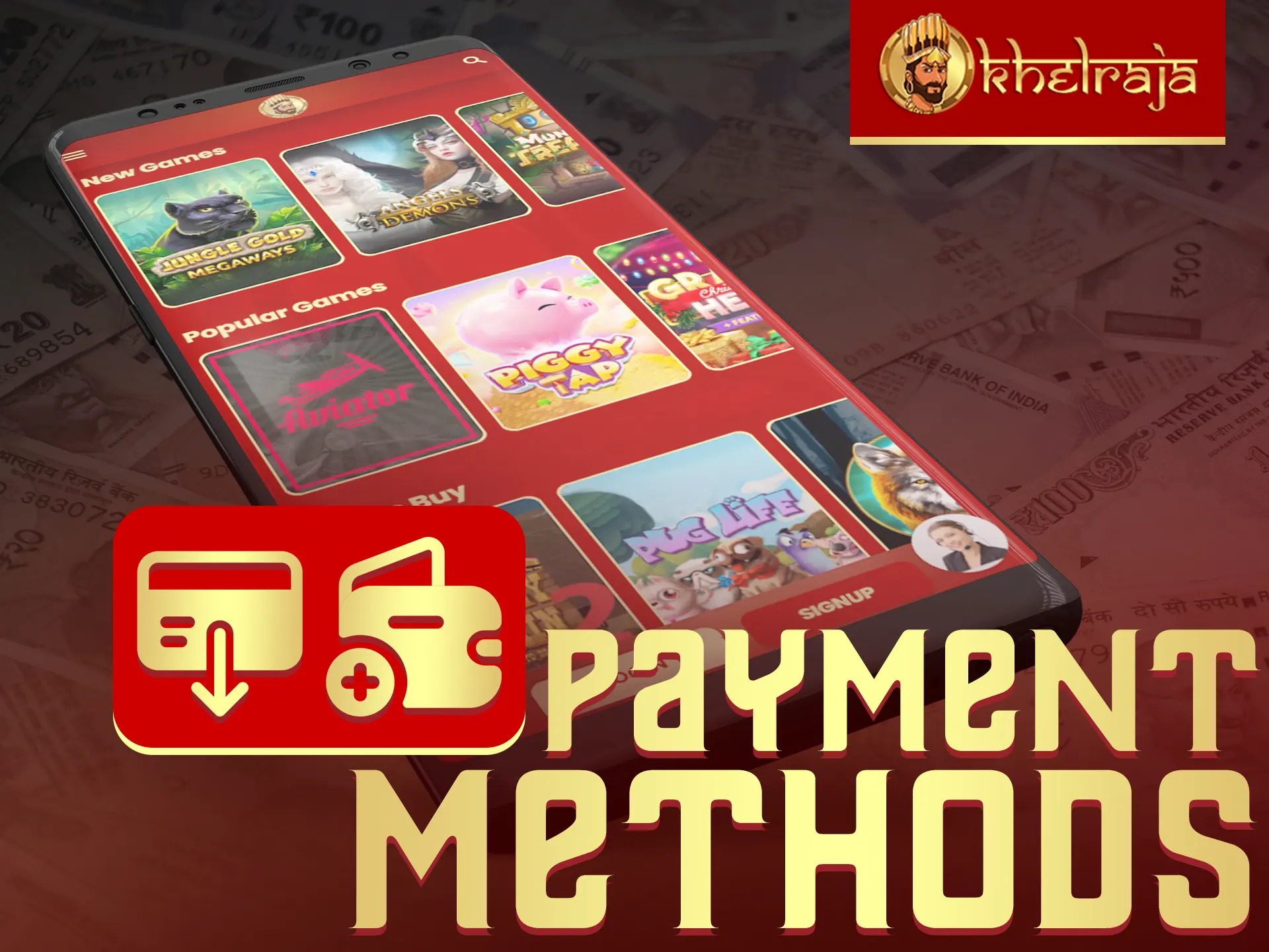 Khelraja Casino app offers secure payment methods.