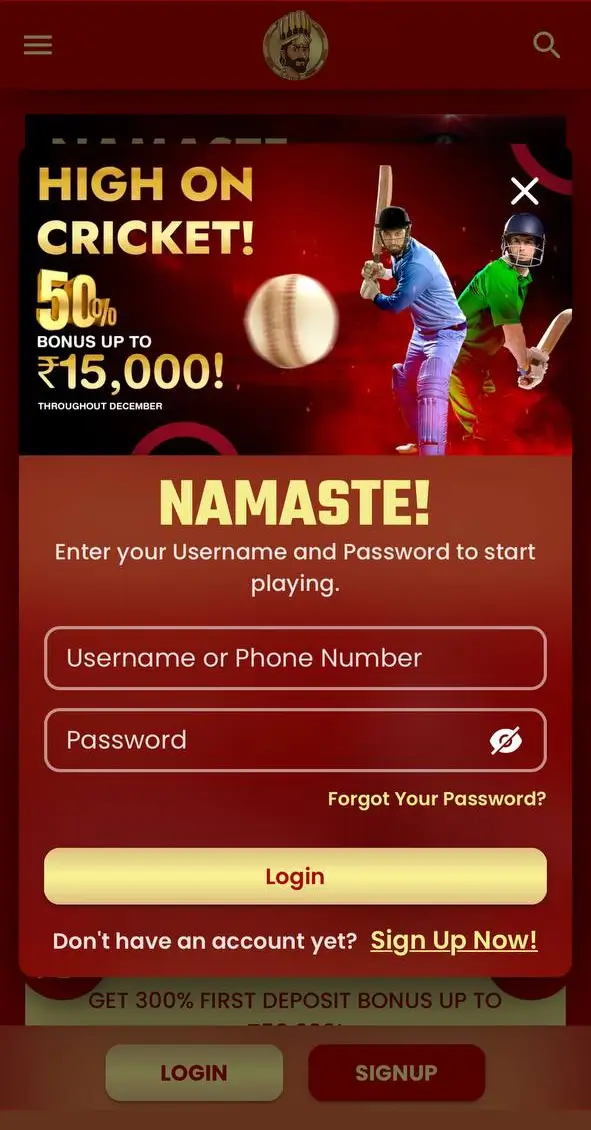In-app registration form from Khelraja Casino.