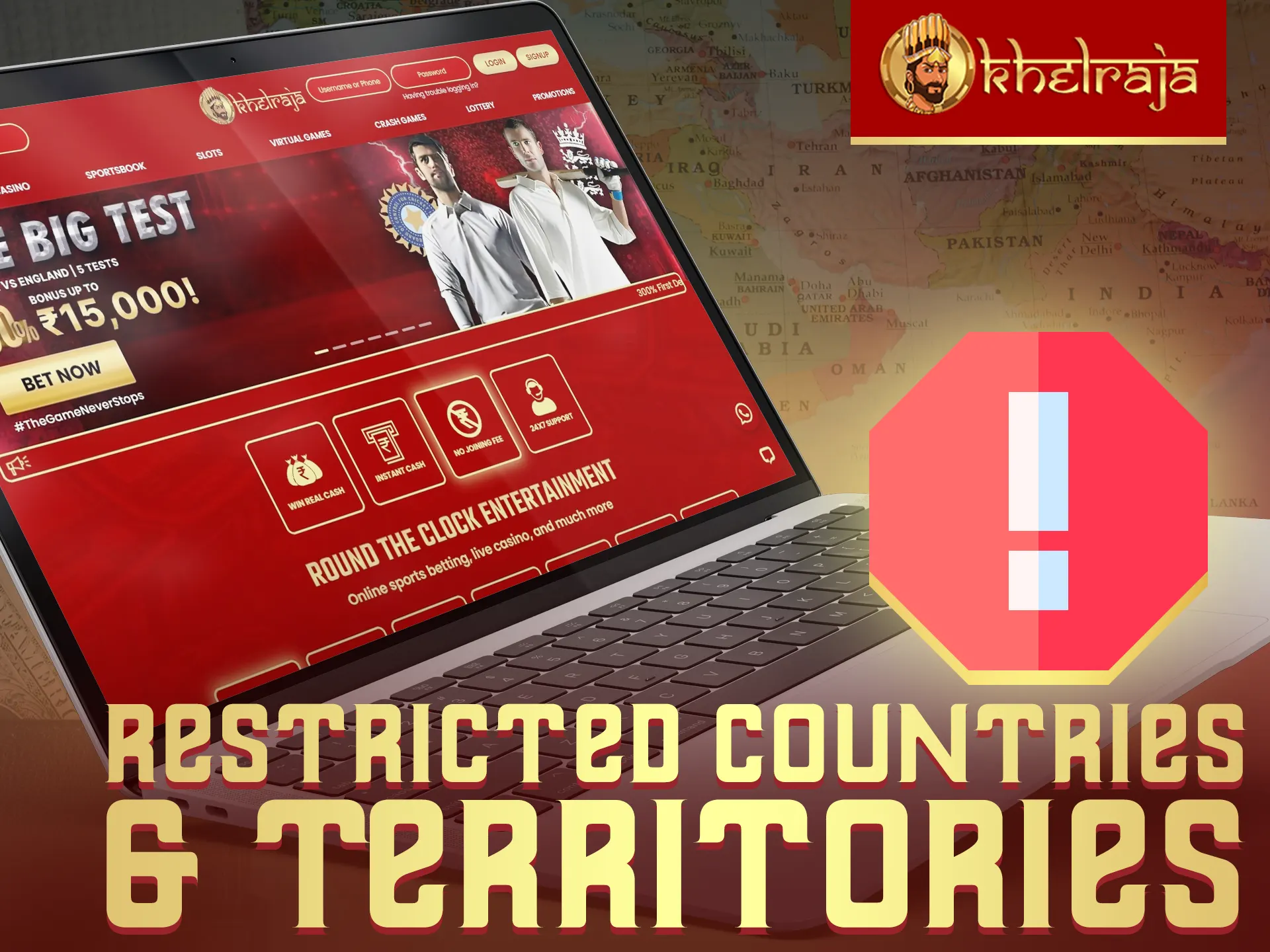 Khelraja Casino restricts certain countries from playing.