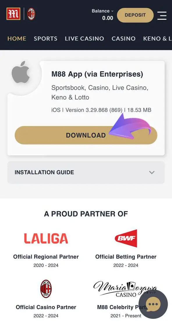 Start downloading the M88 app and once installed you can launch your favourite slot games.