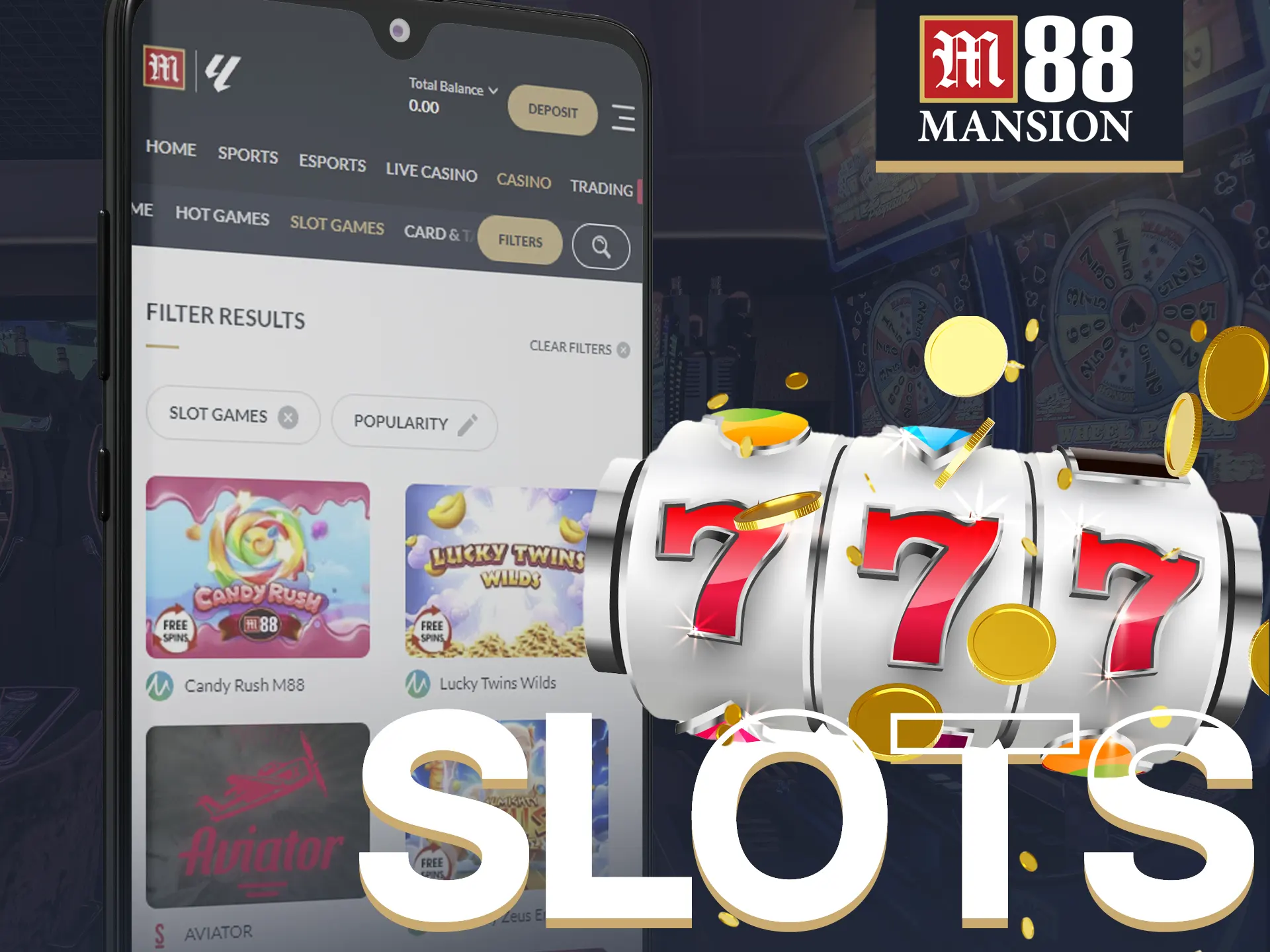 M88 offers various exciting slot games.