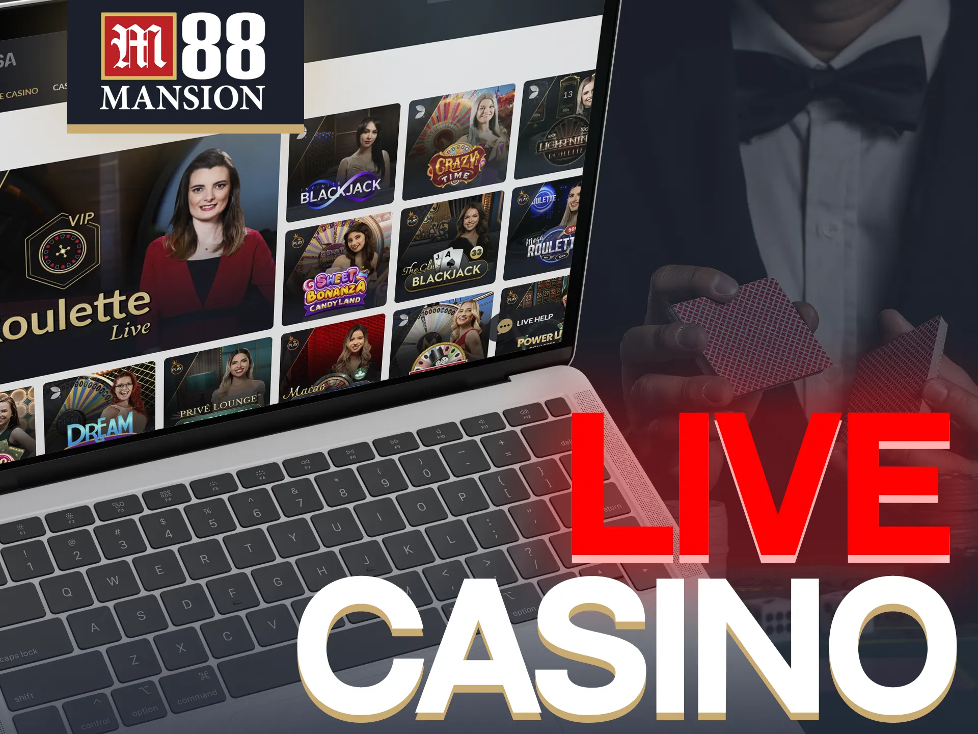 M88 offers realistic gaming with live dealers.