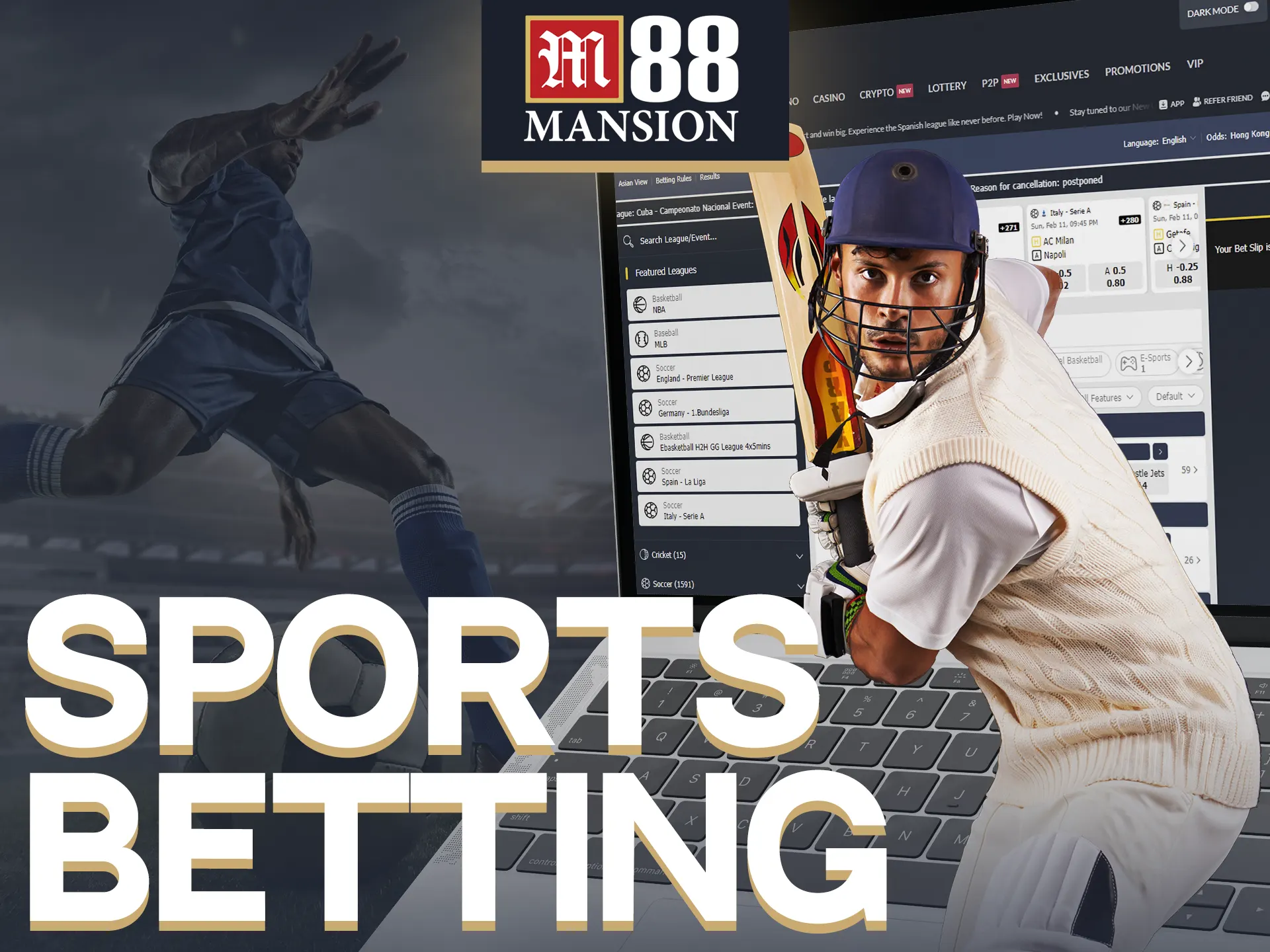 M88 offers diverse sports betting options, including esports.