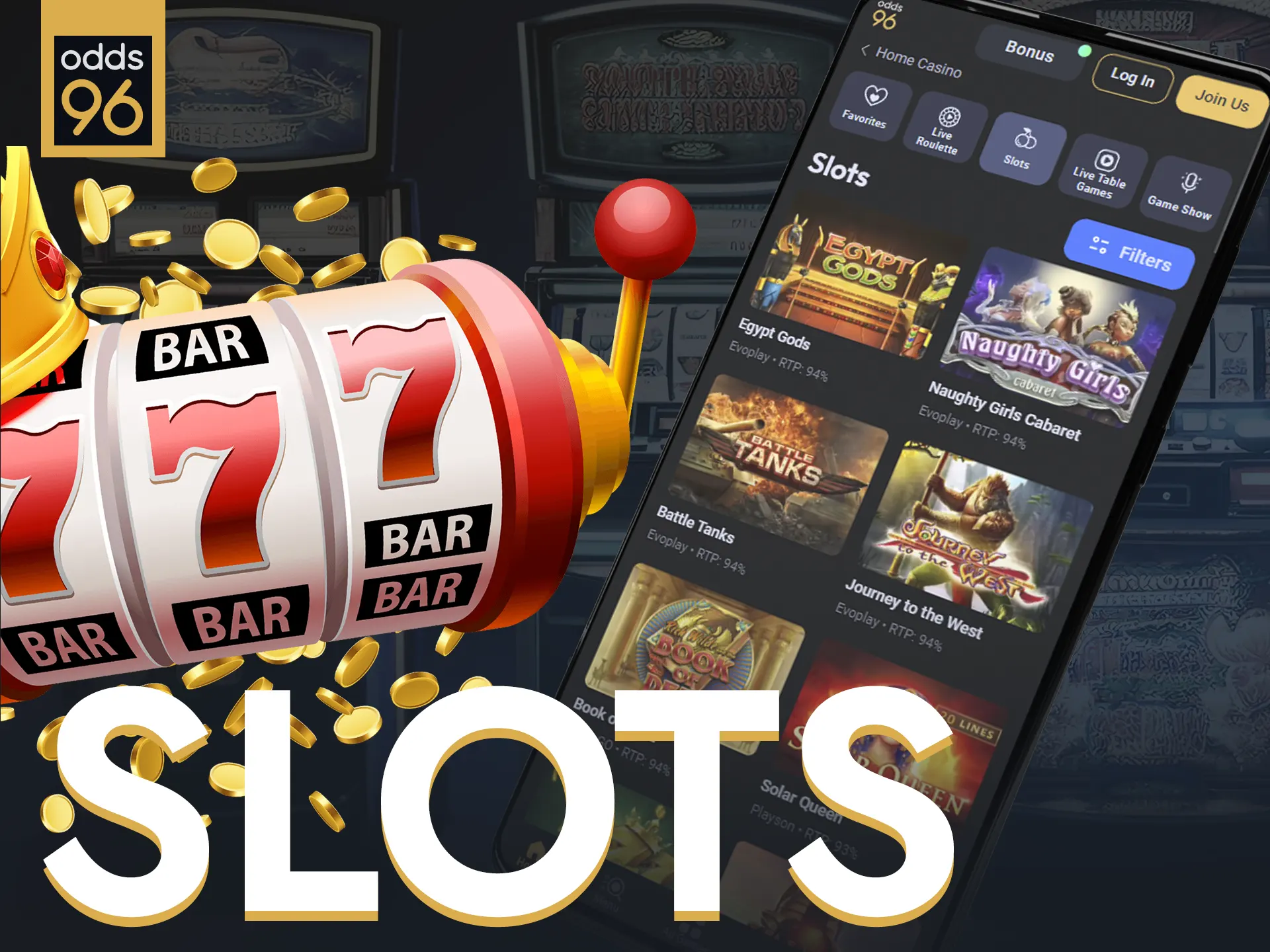 Discover diverse slot options on Odds96 app.