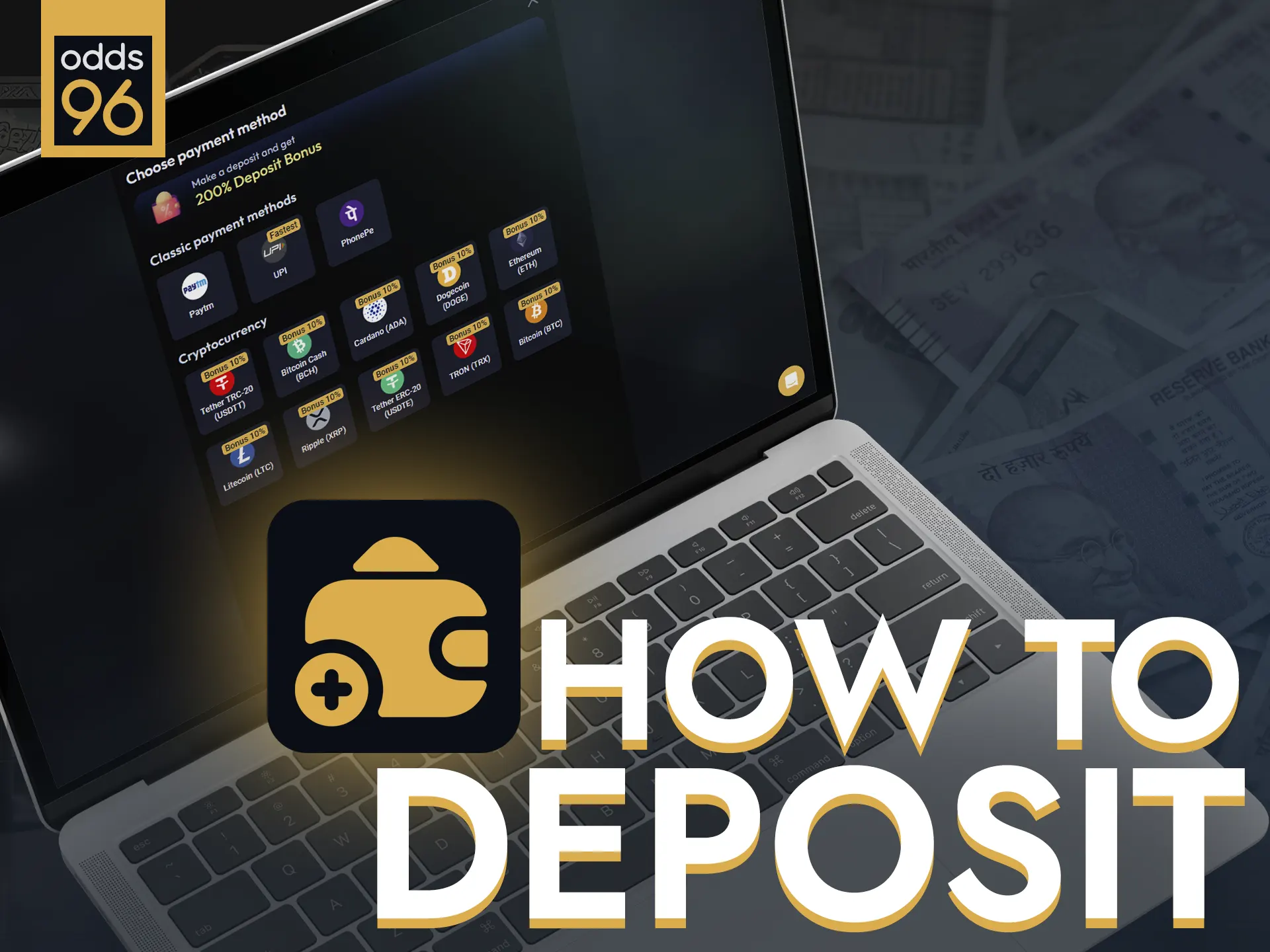 Deposit funds easily on Odds96 website.