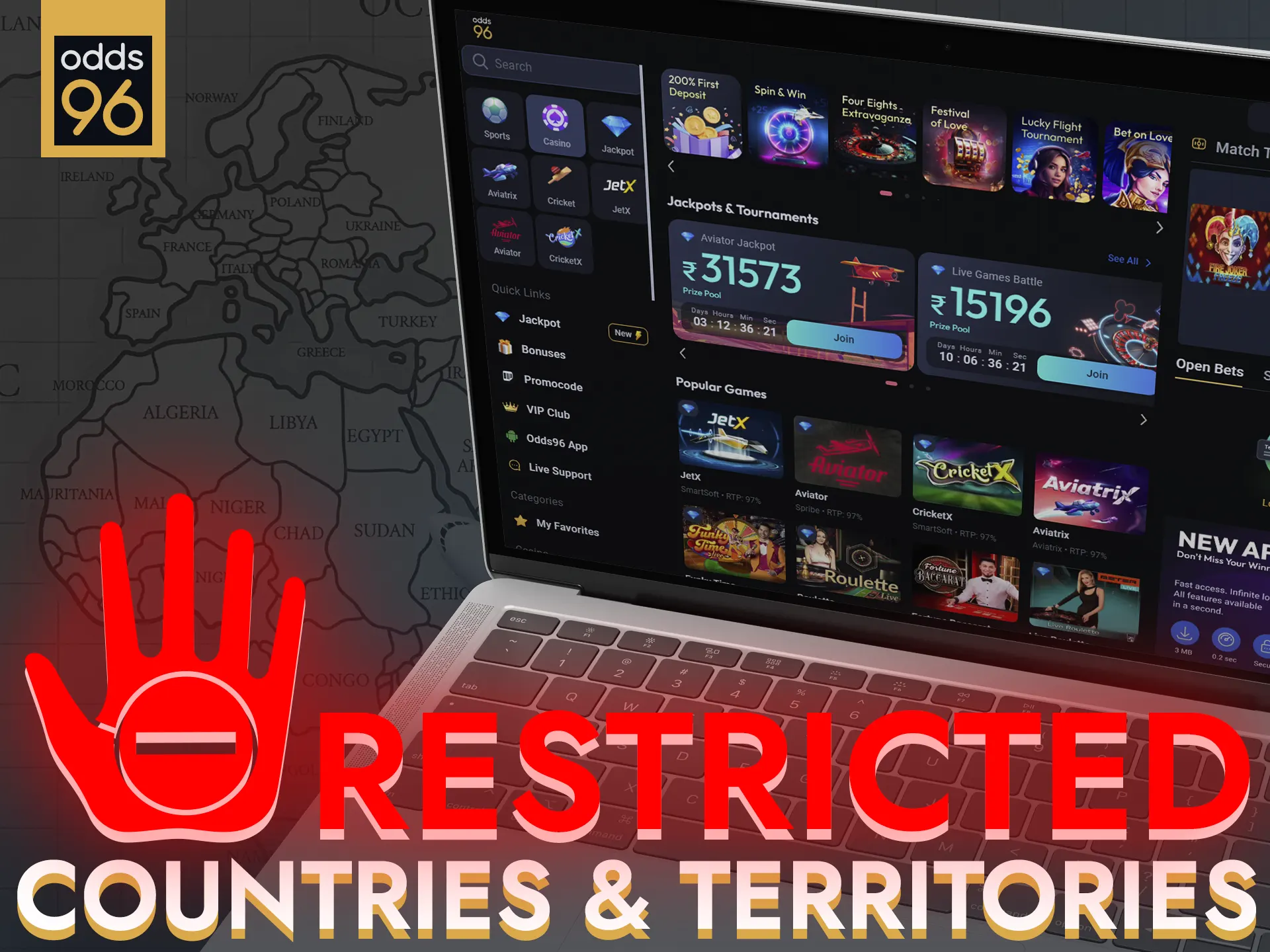 Odds96 is restricted in certain countries.